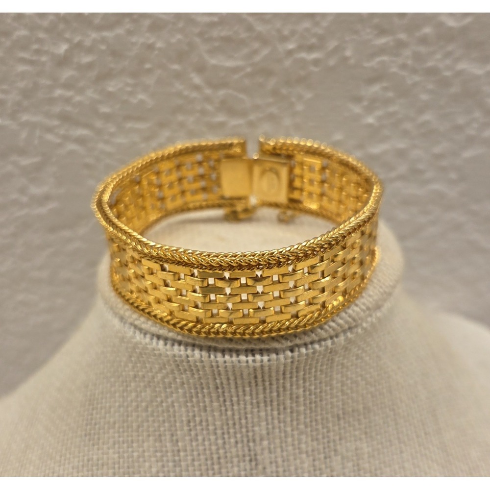 Stunning Vintage Alice Caviness Gold Tone ¾" Wide Bracelet‎ 6¾"